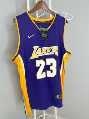 Nike Lakers #23 Purple and Gold Basketball Jersey